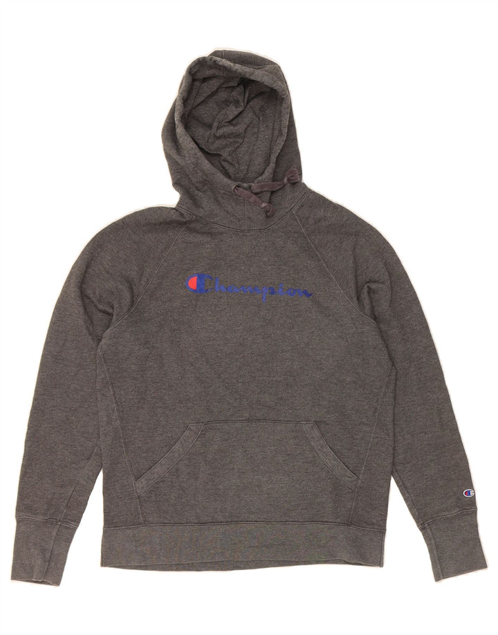 CHAMPION Mens Graphic Hoodie Jumper Medium Grey Polyester Vintage Champion and Second-Hand Champion from Messina Hembry 
