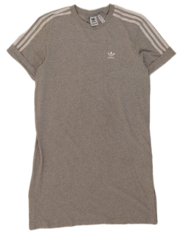 Adidas Damen Übergroßes T-Shirt-Kleid UK 10 Small Graue Baumwolle