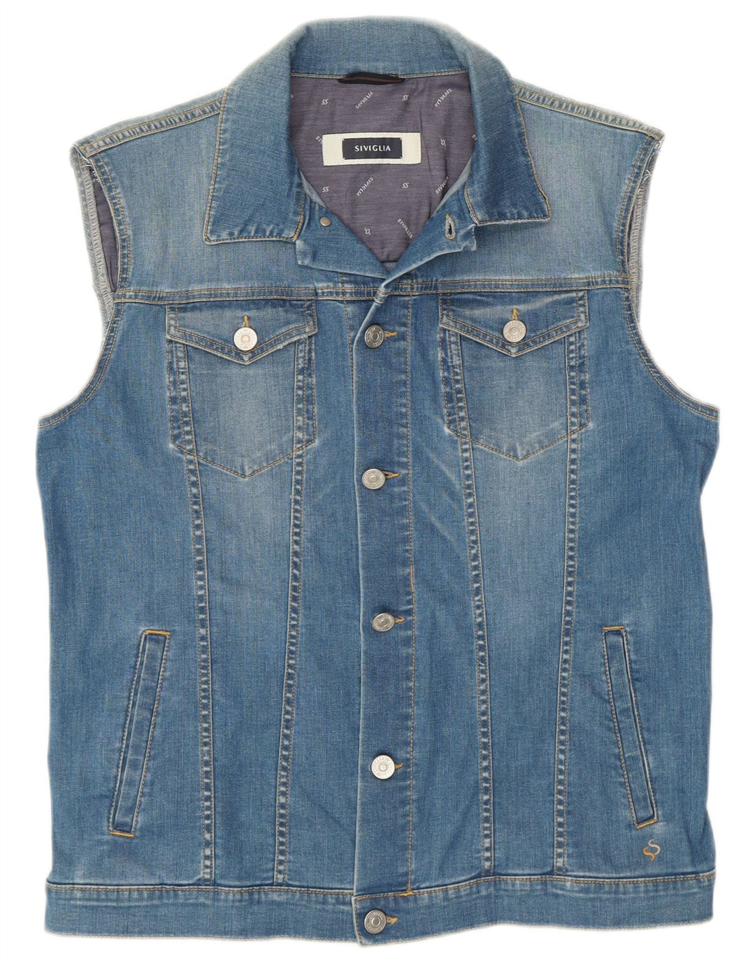 SIVIGLIA Herren Jeansweste UK 38 Mittelblau