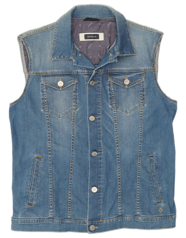 SIVIGLIA Herren Jeansweste UK 38 Mittelblau