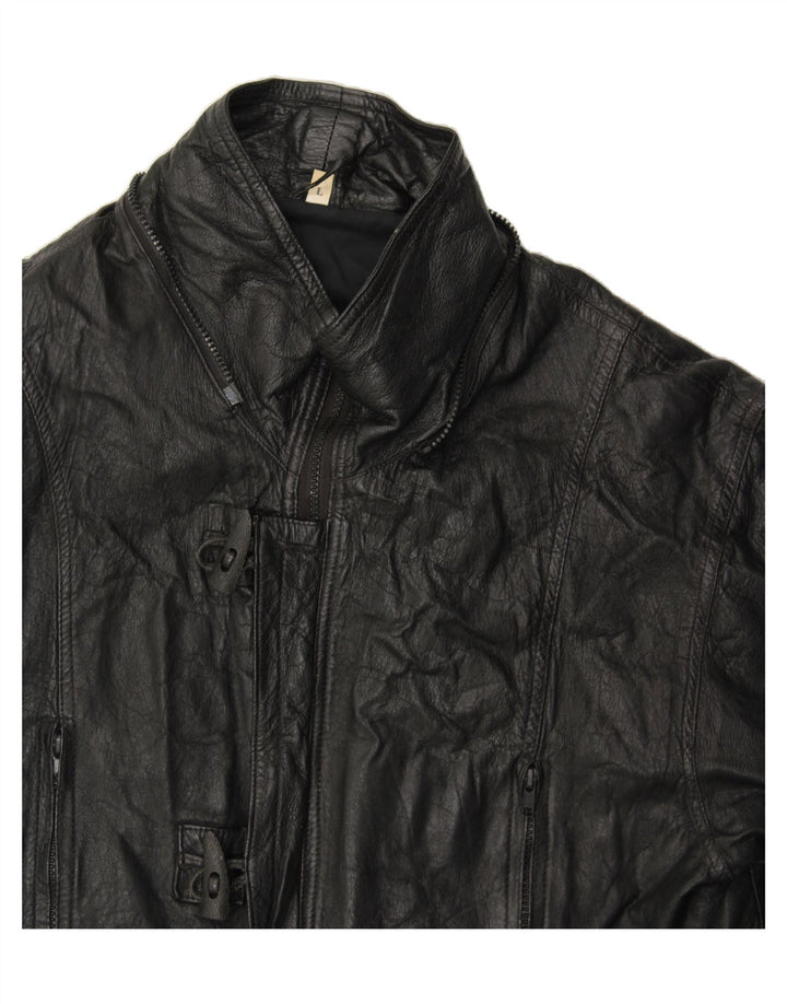VINTAGE Mens Leather Jacket UK 40 Large Black Leather Vintage Vintage and Second-Hand Vintage from Messina Hembry 