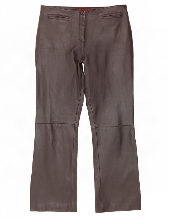 Olly & Co Damen Bootcut-Lederhose UK 14 Large W34 L30 Braun