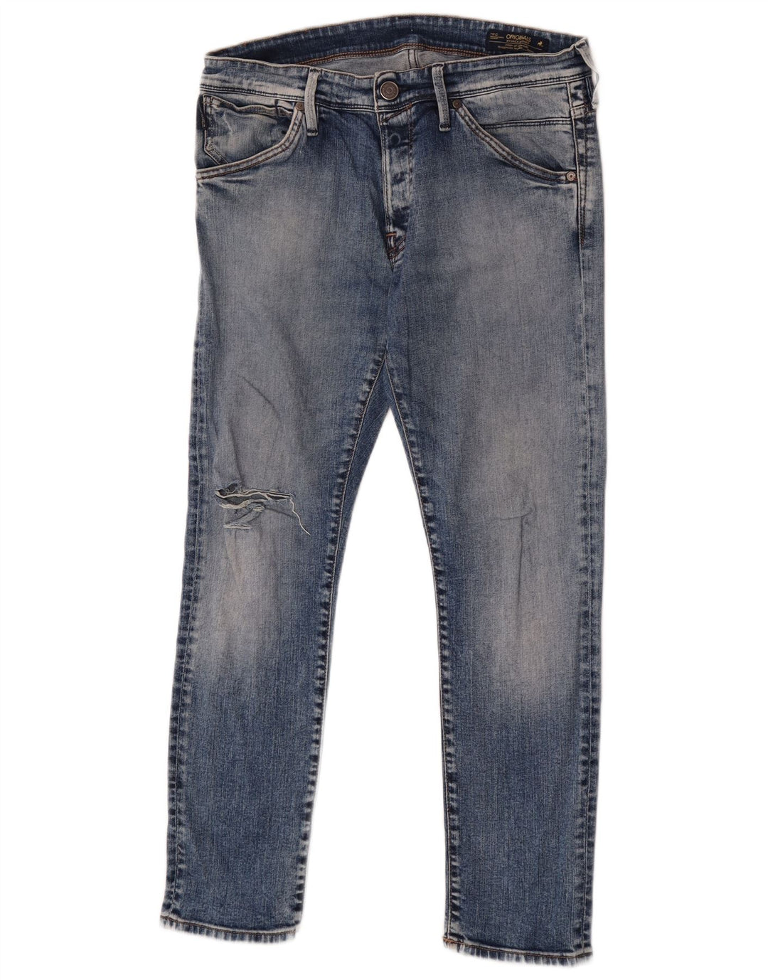 Jack & Jones Herren Distressed Slim Jeans W34 L30 Blaue Baumwolle