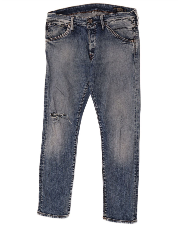 Jack & Jones Herren Distressed Slim Jeans W34 L30 Blaue Baumwolle