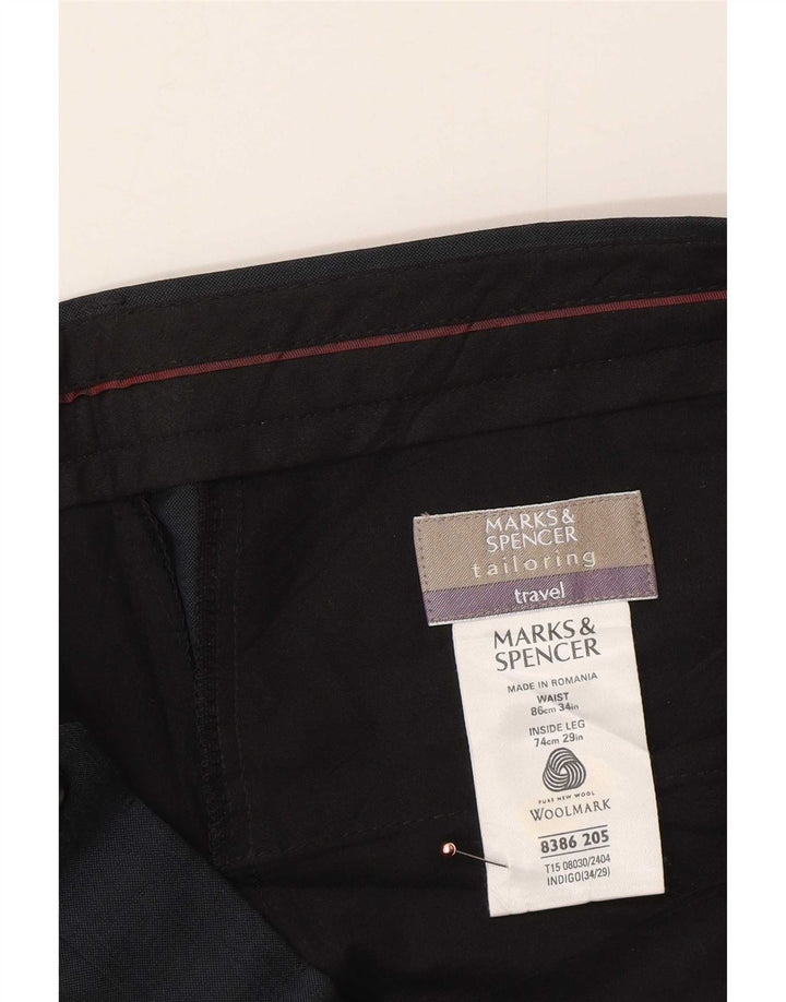 Gerade Freizeithose für Herren von Marks & Spencer, W34, L29, marineblaue Wolle