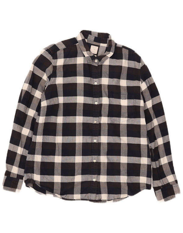 Gap Damen-Flanellhemd mit klassischer Passform, UK 14, mittelschwarz, kariert, Baumwolle