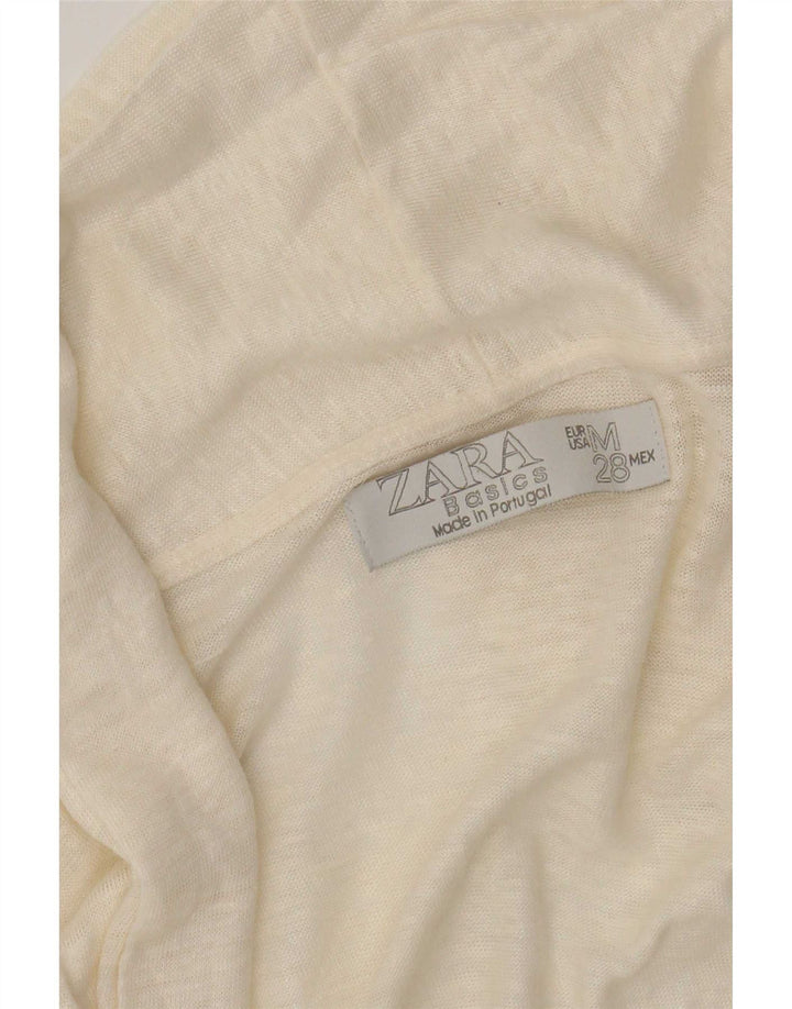 Zara Damen Crop Open Cardigan Pullover UK 12 Medium Off White