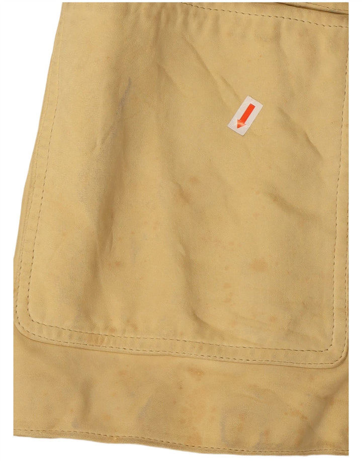 Vintage Damen 3 Knopf Leder Blazer Jacke UK 10 Small Gelb