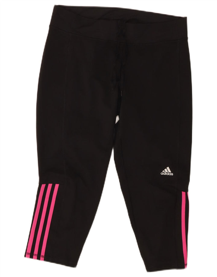 ADIDAS Damen Capri-Trainingshose UK 16/18 Large Schwarz Polyester