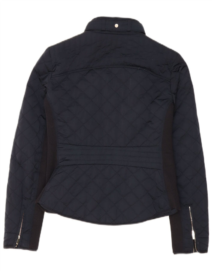 Zara Damen Steppjacke UK 10 Small Marineblaues Colourblock-Polyester