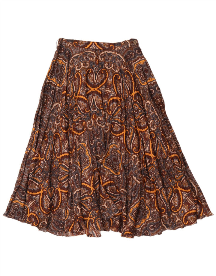 Vintage Damen ausgestellter Rock W26 Kleines braunes Paisley