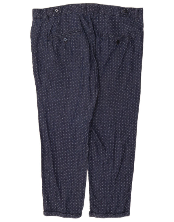 Zara Mens Crop Tapered Chino Trousers EU 42 Large W32 L23 Navy Blue Spotted