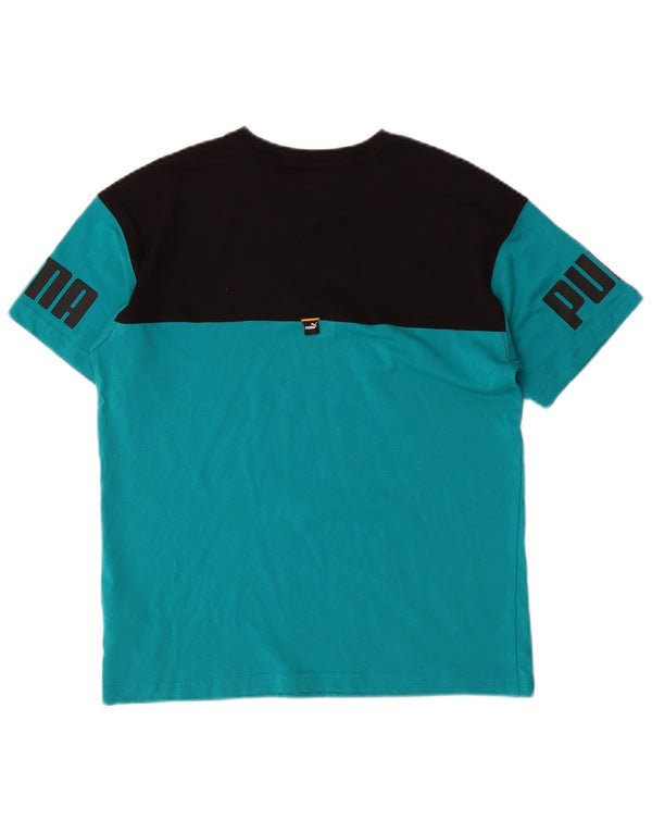 Puma Boys Graphic T-Shirt Top 13-14 Years Blue Colourblock Cotton