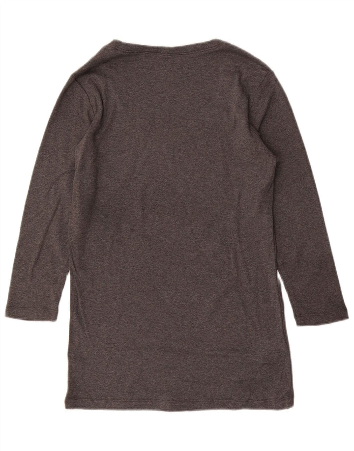 EDDIE BAUER Damen Top 3/4 Ärmel UK 12 Mittelgraue Baumwolle