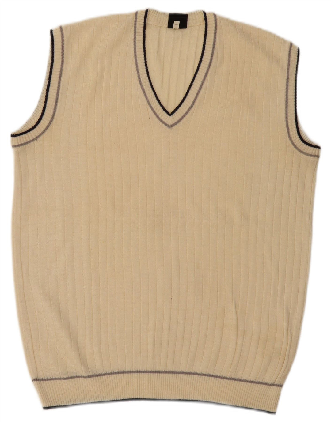 Vintage Herren Weste Tank Top IT 52 Groß Beige Polyacryl