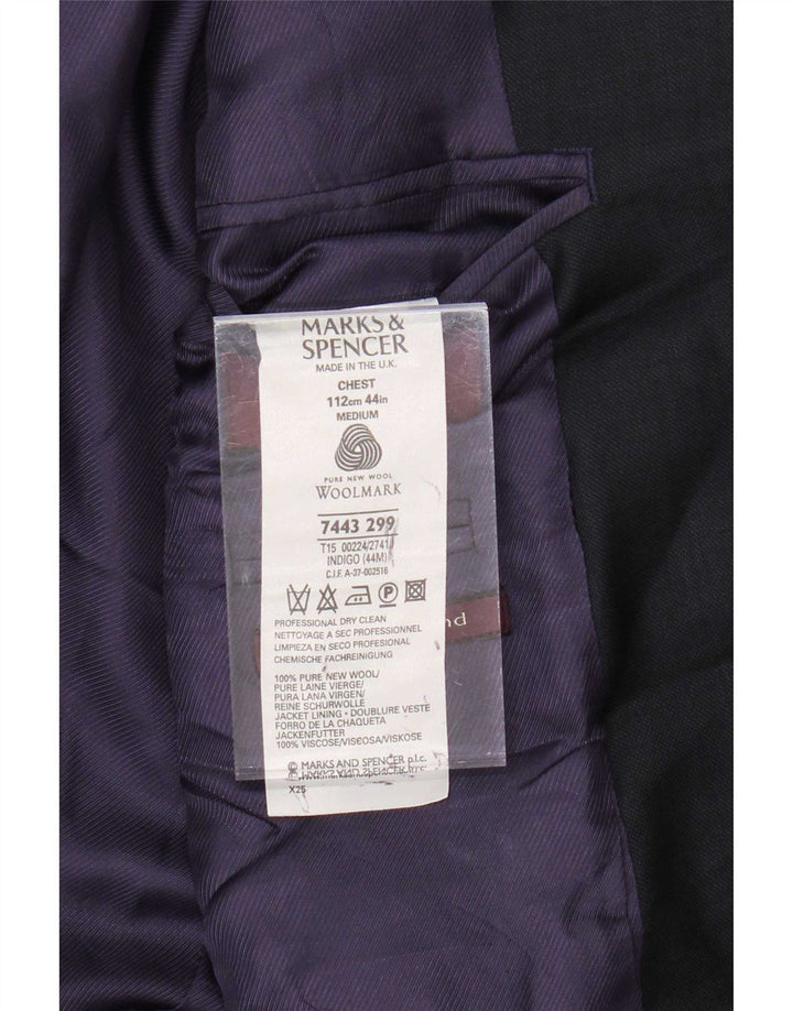 Marks & Spencer Herren-Blazer mit 3 Knöpfen, UK 44, XL, marineblaue Wolle