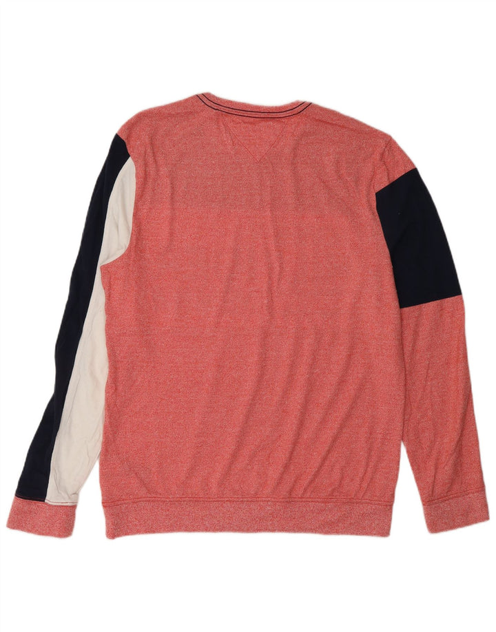 TOMMY HILFIGER Damen Sweatshirt-Pullover UK 14 Mittelroter Farbblock