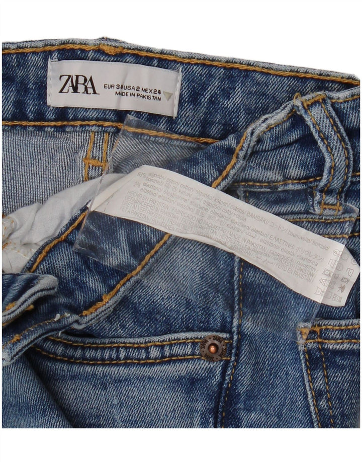 Zara Damen Bootcut Jeans EU 34 2XS W24 L25 Blaue Baumwolle