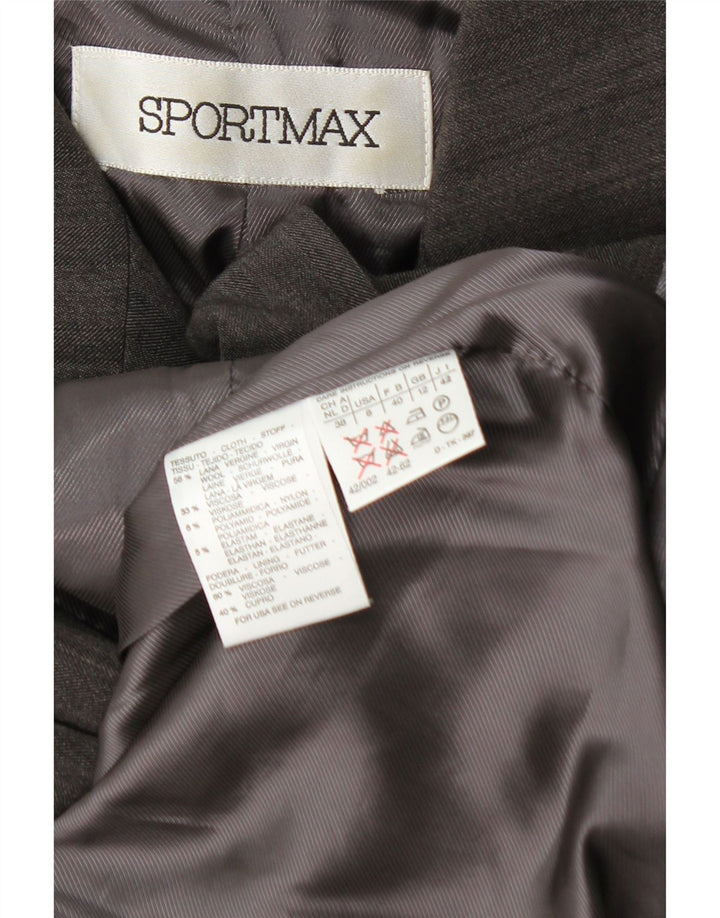 Sportmax Damen Zweireihige Blazerjacke UK 12 Mittelgrau gestreift