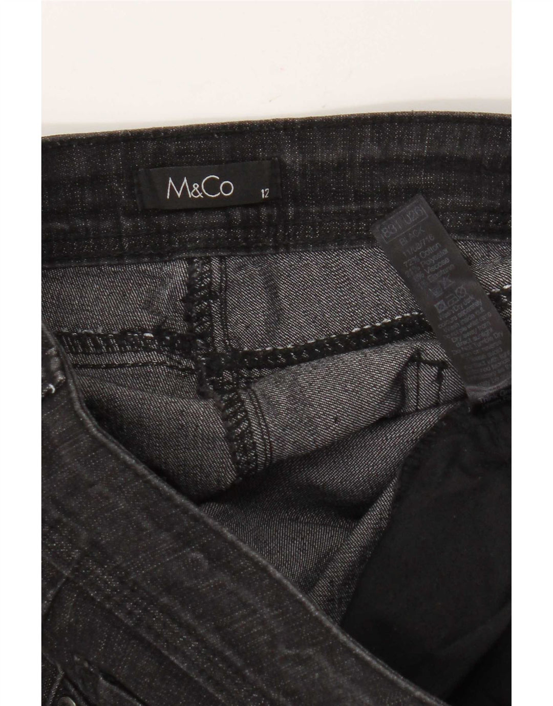 M&Co Damen Bootcut Jeans UK 12 Medium W32 L30 Schwarze Baumwolle