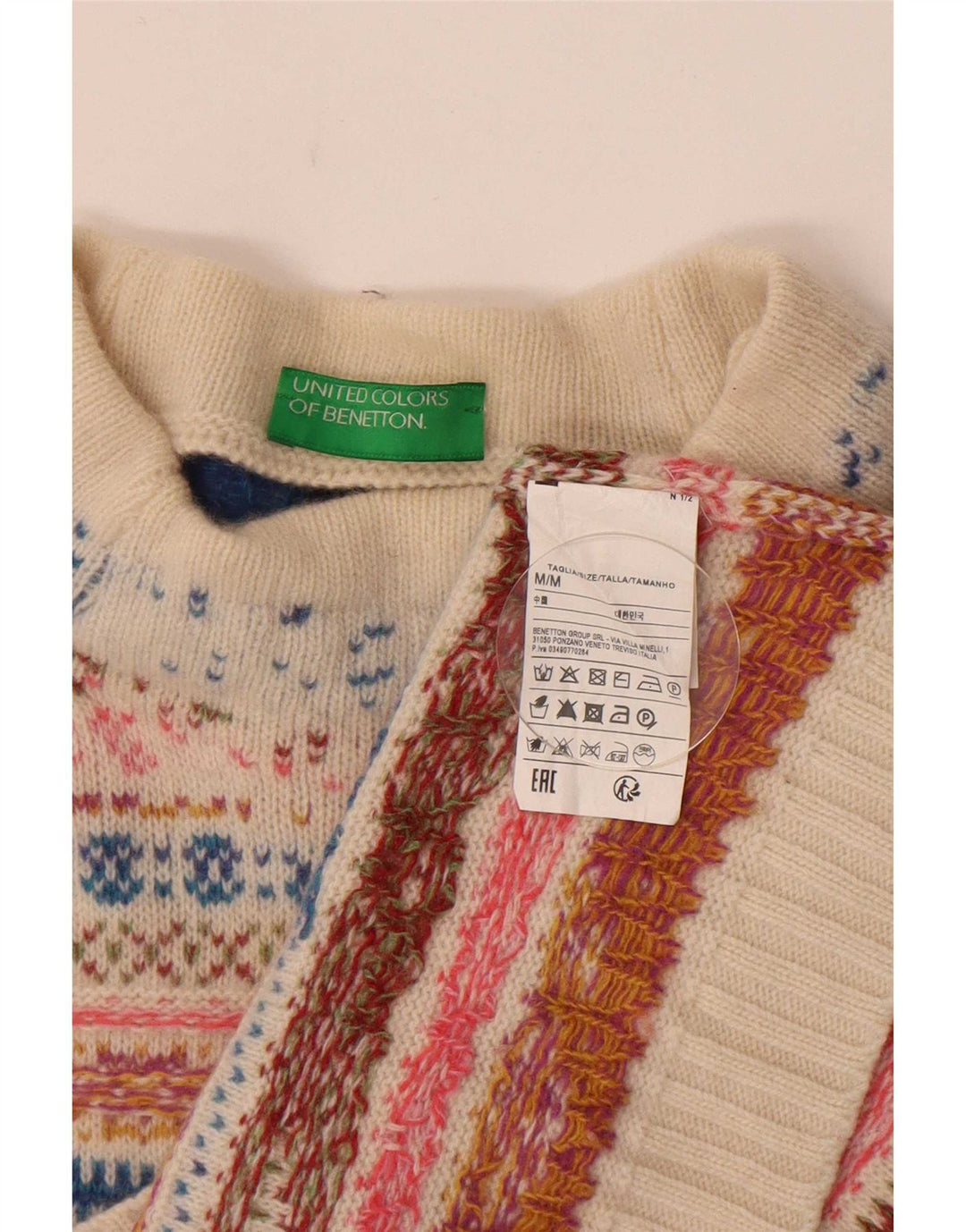 Benetton Damen-Pullover mit Rollkragen, Gr. 14, Größe M, mehrfarbig