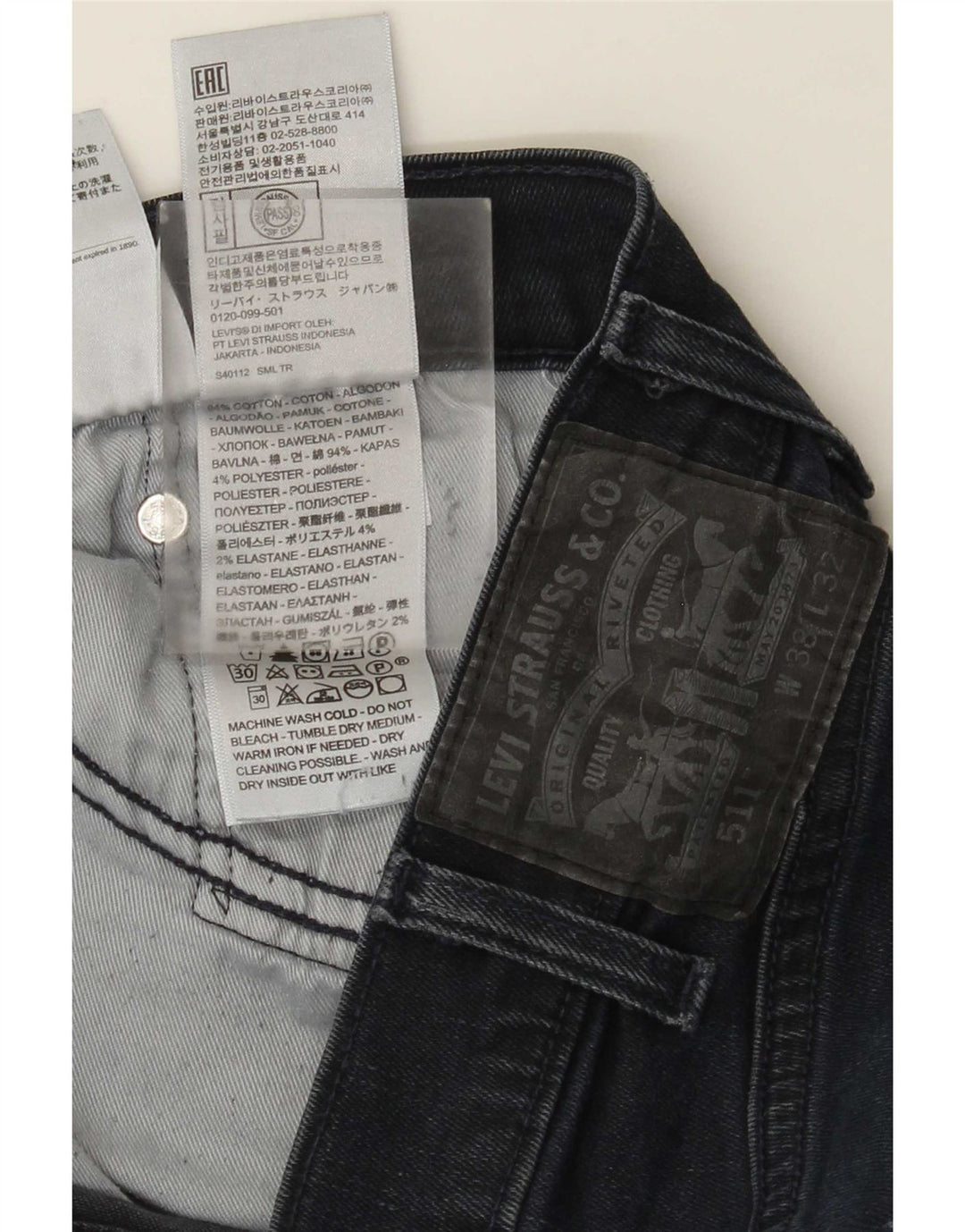Levi's Herren 511 Slim Jeans W38 L32 Blaue Baumwolle