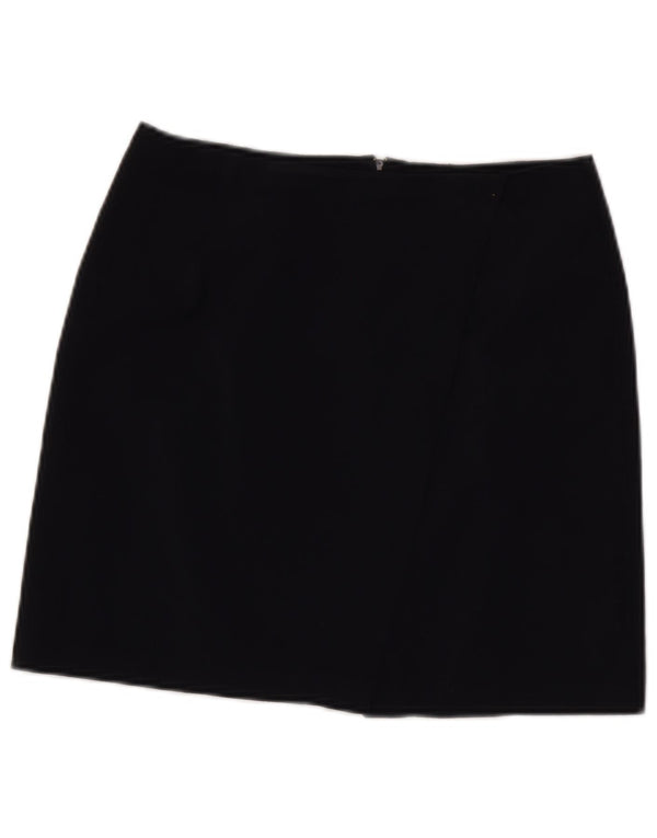 Benetton Damen Minirock IT 44 Medium W28 Marineblaue Schurwolle