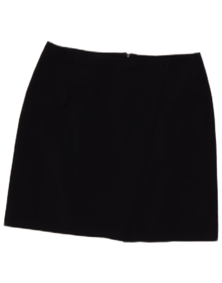 Benetton Damen Minirock IT 44 Medium W28 Marineblaue Schurwolle