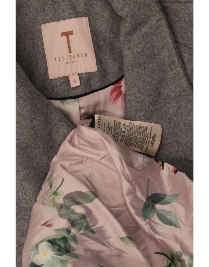 Ted Baker Wickelmantel für Damen, Größe 1 XS, graue Wolle