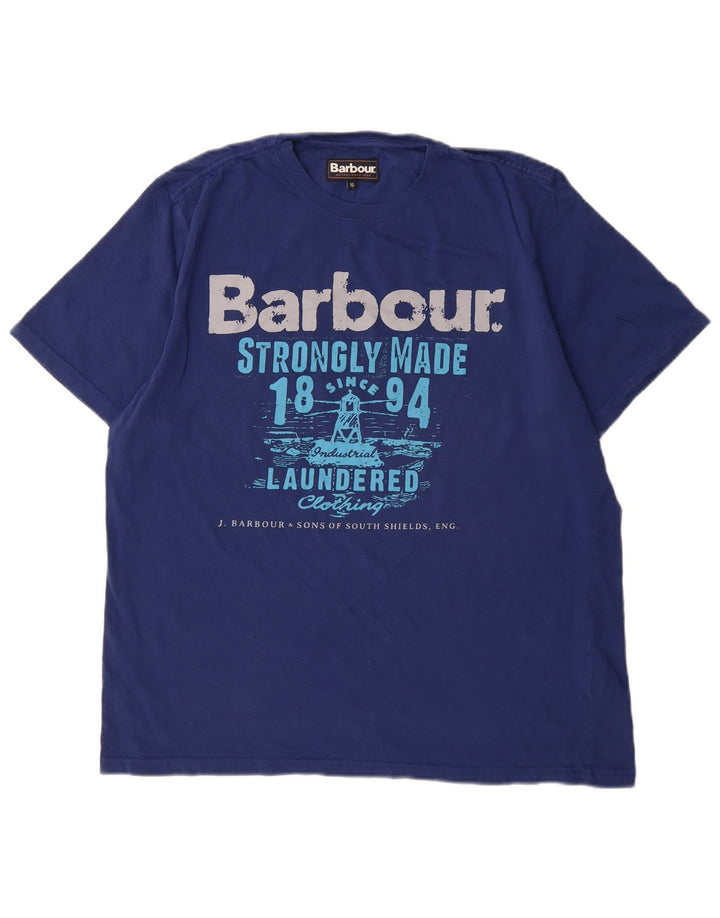 Barbour Herren Grafik T-Shirt Top XL Marineblau Baumwolle