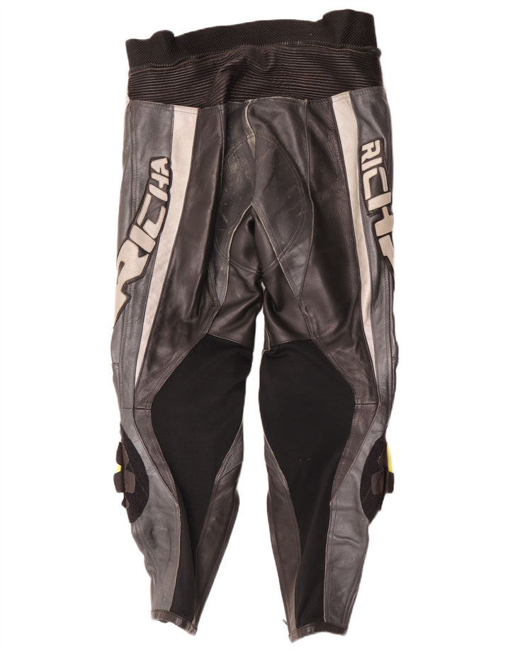 Richa Herren-Lederhose, EU 52, Größe L, W34, L29, Schwarz, Farbblock