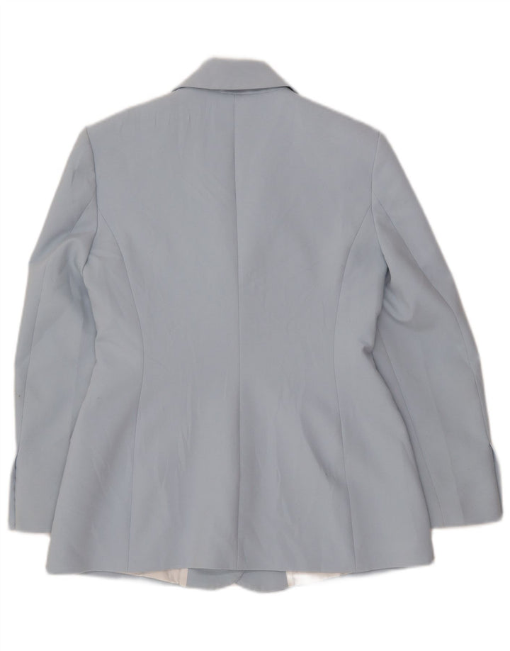 Zara Damen 3-Knopf-Blazerjacke UK 12 Mittelblaues Polyester