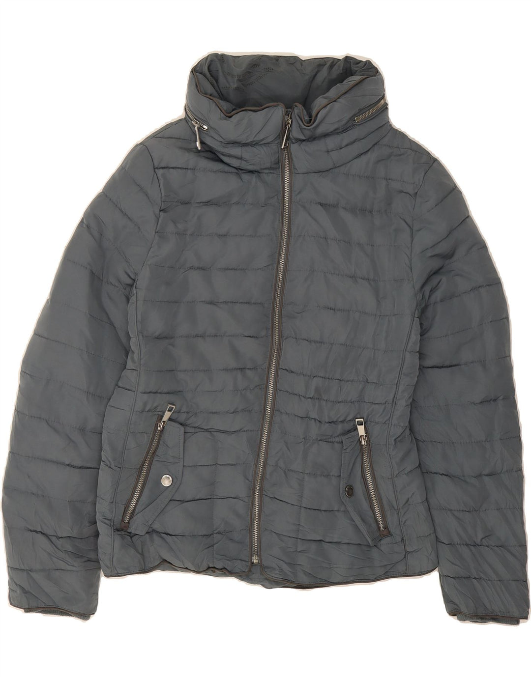 MARKS & SPENCER Womens Padded Jacket UK 12 Medium  Grey Polyester Vintage Marks & Spencer and Second-Hand Marks & Spencer from Messina Hembry 