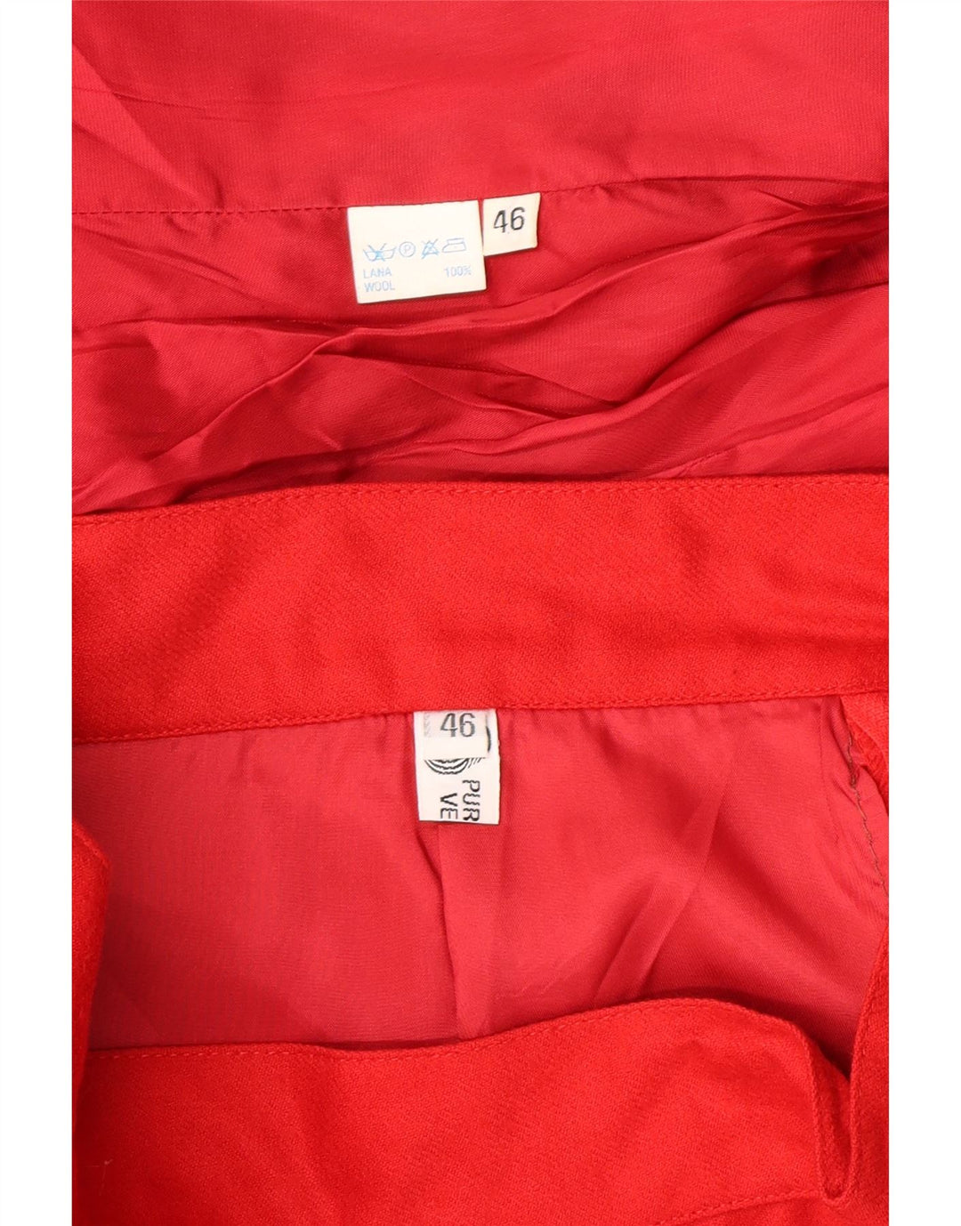 VINTAGE Womens 5 Button 2 Piece Skirt Set IT 46 Large W28 Red Virgin Wool