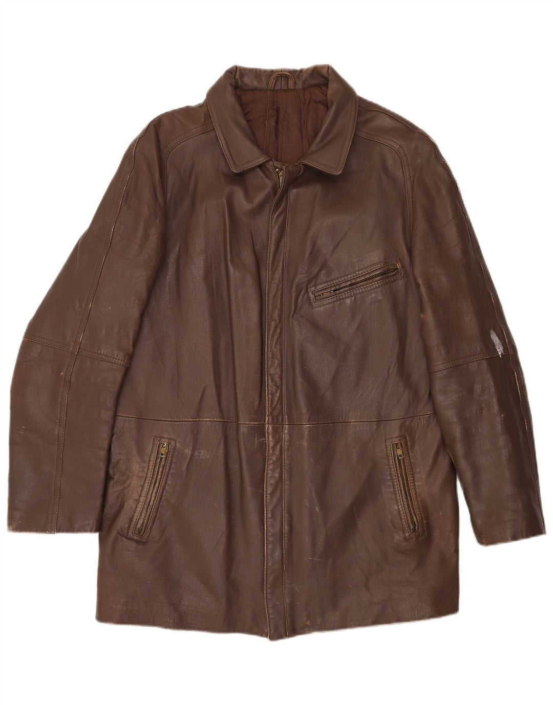 Vintage Herren Lederjacke IT 52 XL Braunes Leder