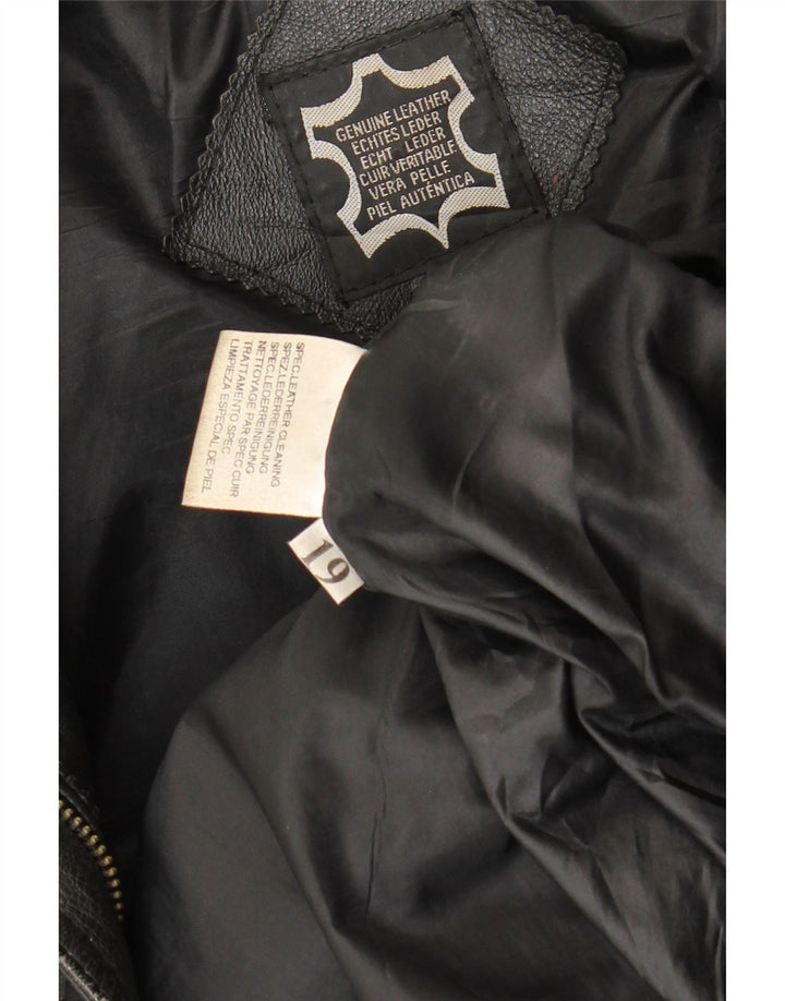 Vintage Damen Lederjacke UK 16 Großes schwarzes Leder