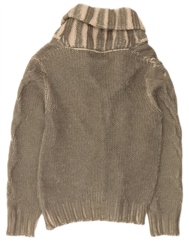 Zara Herren-Strickjacke, Mittelkhaki, gestreift, Acryl