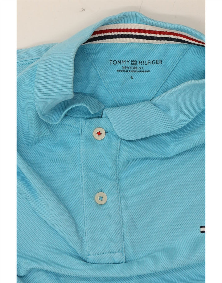 TOMMY HILFIGER Mens Polo Shirt Large Blue Cotton Vintage Tommy Hilfiger and Second-Hand Tommy Hilfiger from Messina Hembry 