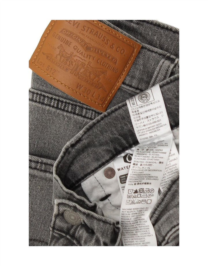 Levi's Herren 512 Slim Tapered Jeans W30 L34 Graue Baumwolle