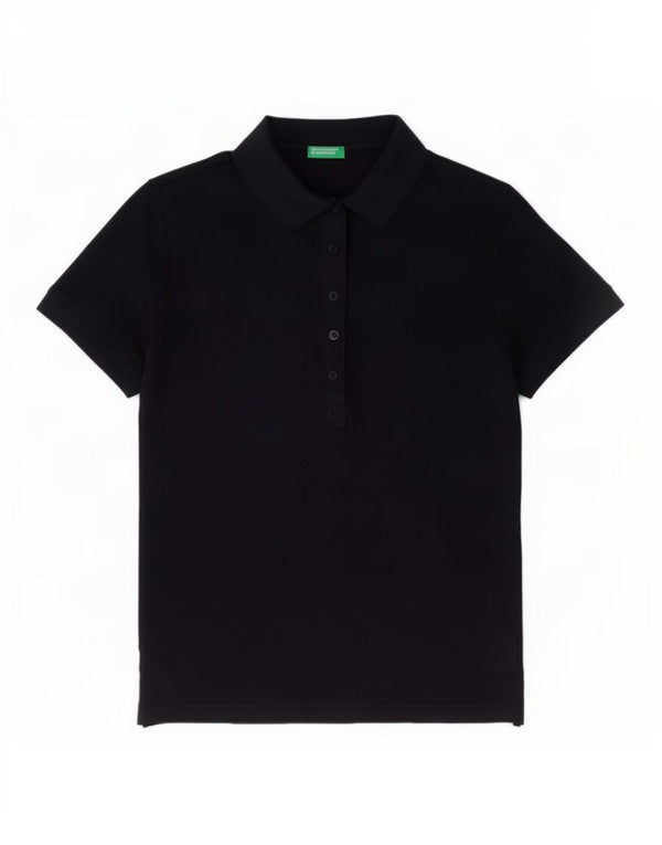 Benetton Damen Poloshirt UK 14 Medium Marineblau Baumwolle