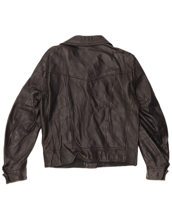 Vintage Damen Lederjacke UK 12 Medium Schwarz