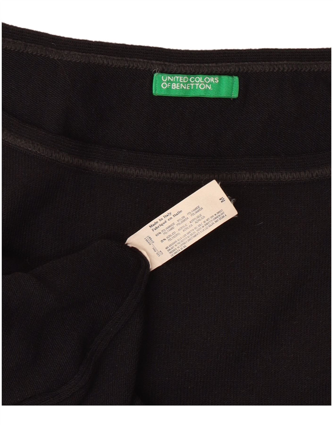 BENETTON Damen Crop Vest Top UK 12 Medium Schwarz Polyamid