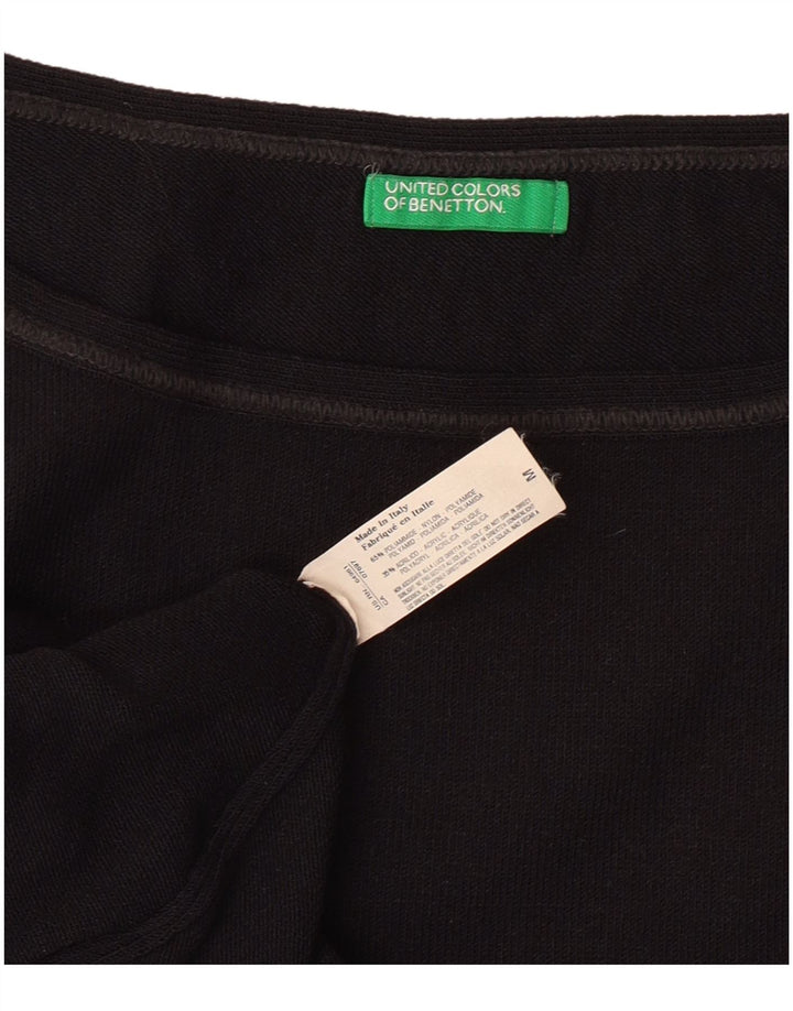 BENETTON Damen Crop Vest Top UK 12 Medium Schwarz Polyamid