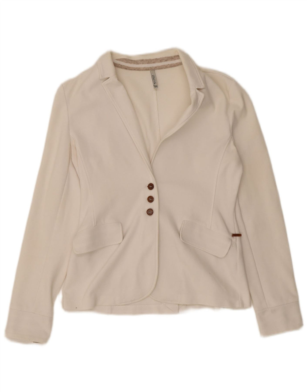 Woolrich Damen-Blazerjacke mit 3 Knöpfen, UK 10, Größe S, weiße Baumwolle