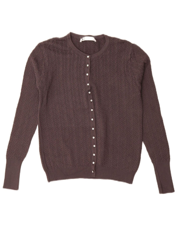 Zara Damen-Cardigan-Pullover UK 16 Große graue Viskose