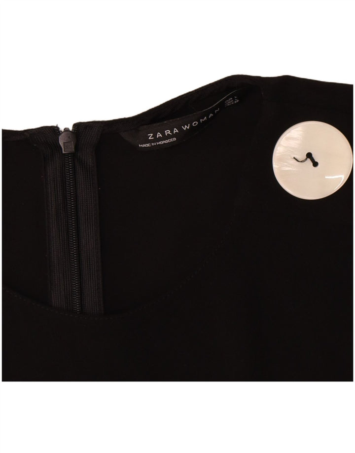 Zara Damen-Blusenoberteil mit 3/4-Ärmeln, UK-Größe 44, Größe L, Schwarz, Polyester