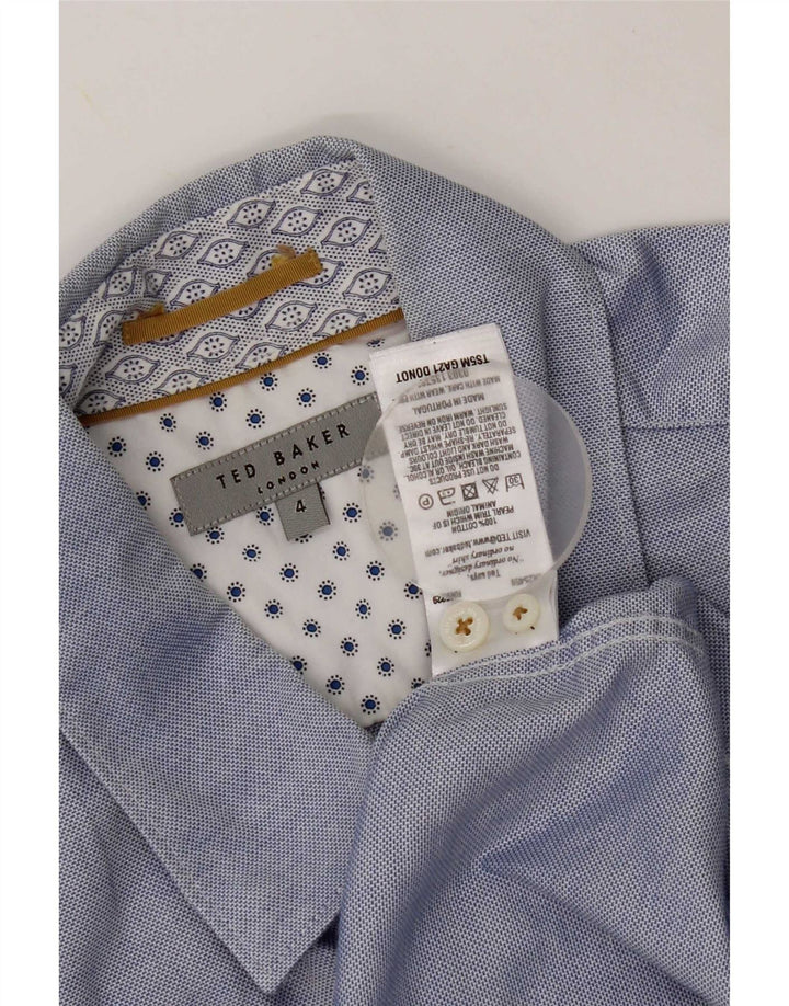 Ted Baker Herren-Kurzarmhemd, Größe 4, groß, blaue Baumwolle