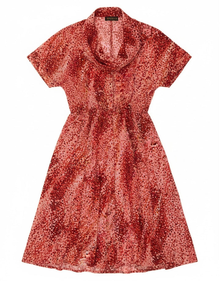 Vintage Damen A-Linie Kleid IT 50 XL Burgund gefleckt