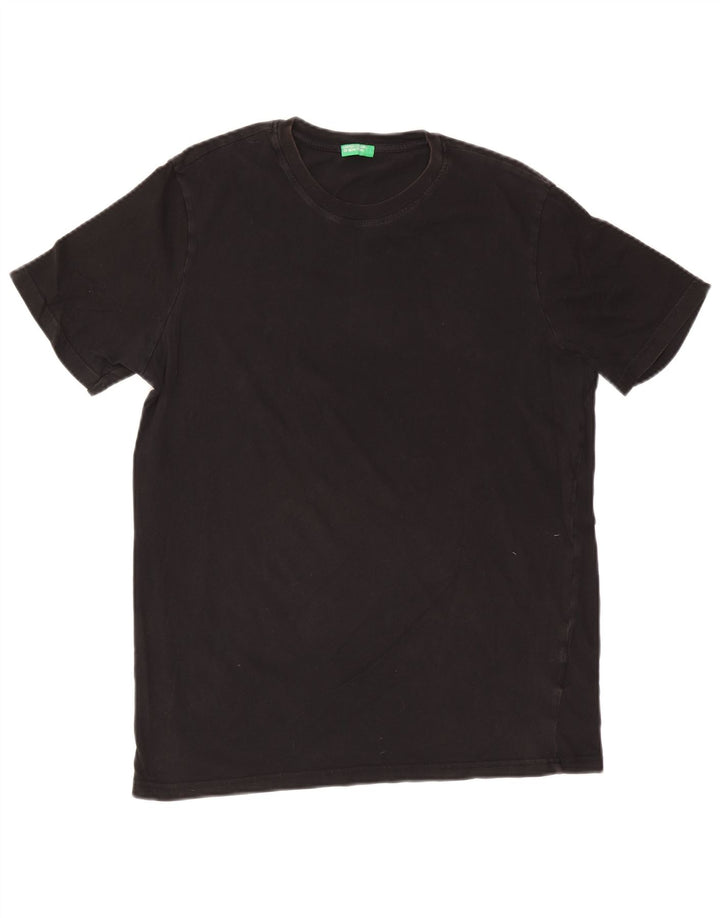 Benetton Herren T-Shirt Top Large Schwarz Baumwolle