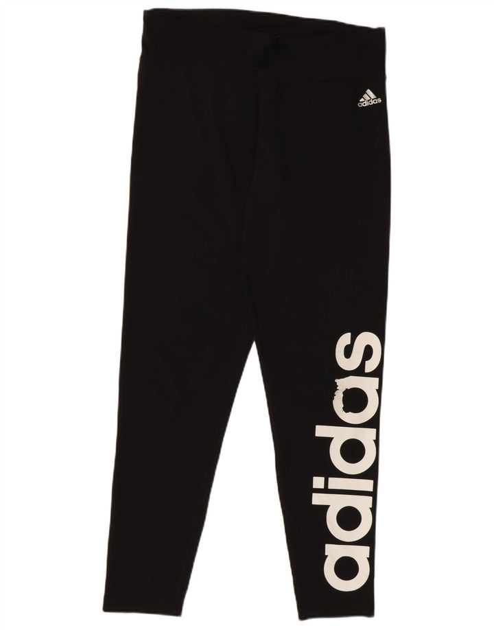 ADIDAS Womens Graphic Leggings UK 14 Large Black Polyester